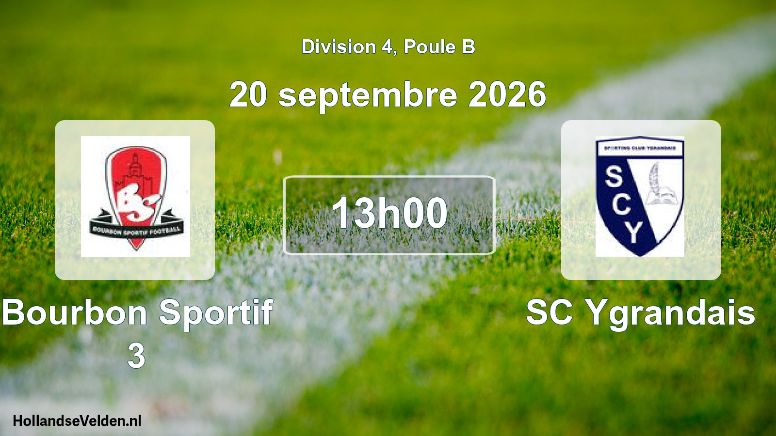 Match programmé: Bourbon Sportif 3 - SC Ygrandais (20 septembre 2026)