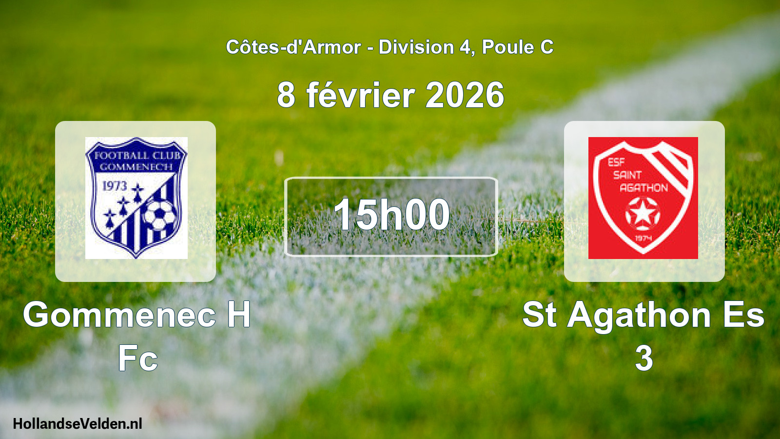 Geplande wedstrijd: Gommenec H Fc - St Agathon Es 3 (8 février 2026)