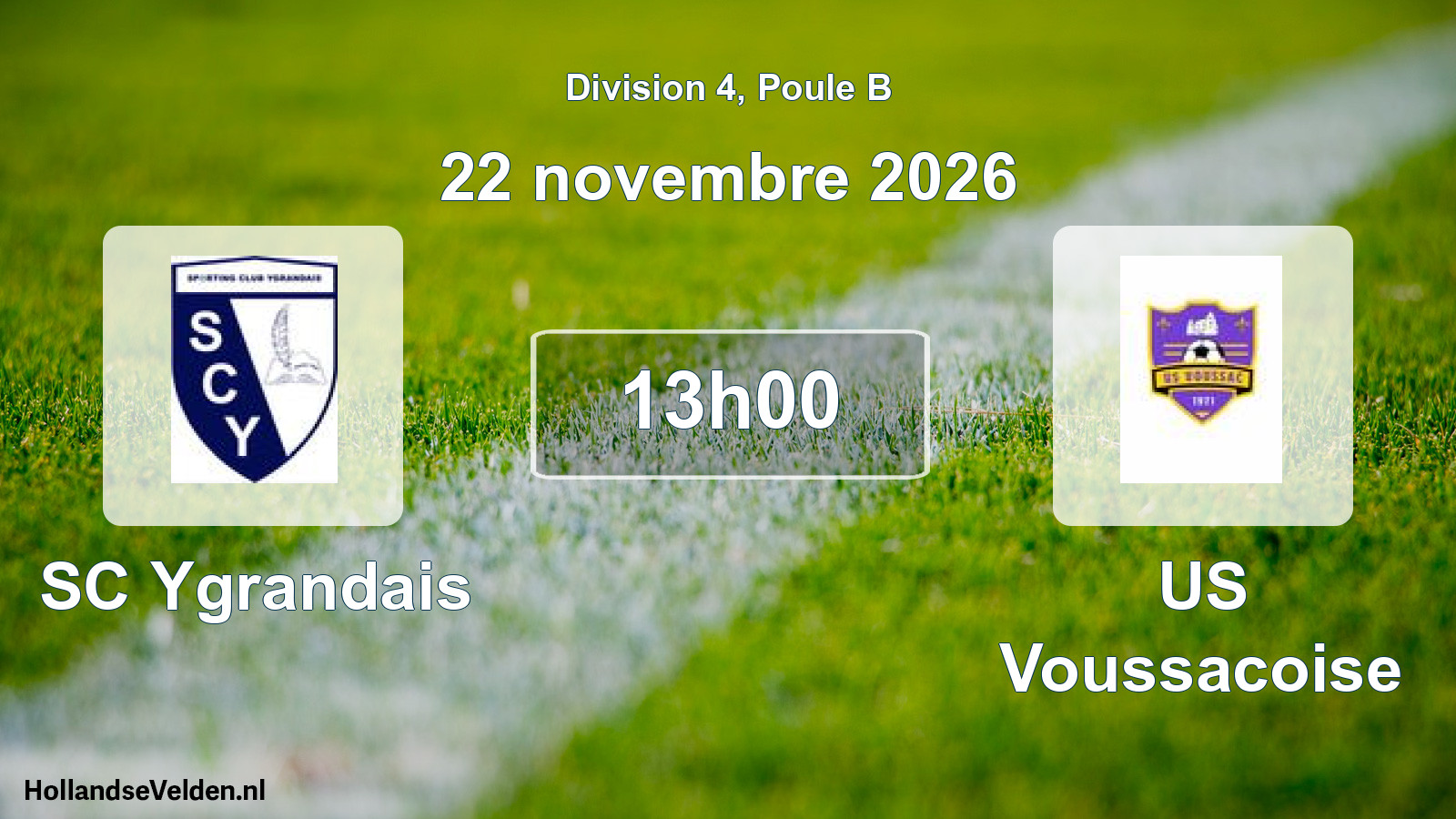 Match programmé: SC Ygrandais - US Voussacoise (22 novembre 2026)