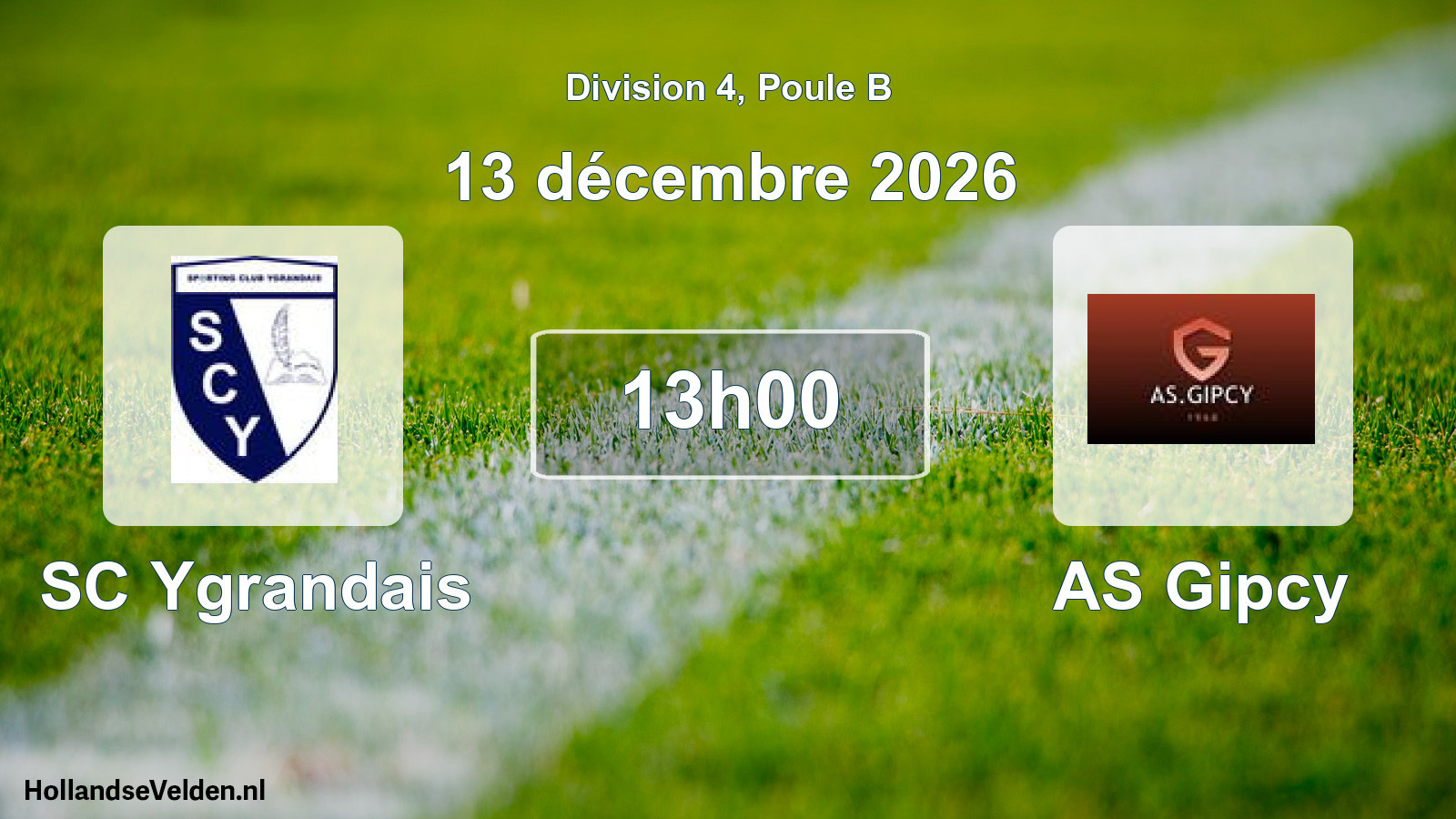 Match programmé: SC Ygrandais - AS Gipcy (13 décembre 2026)
