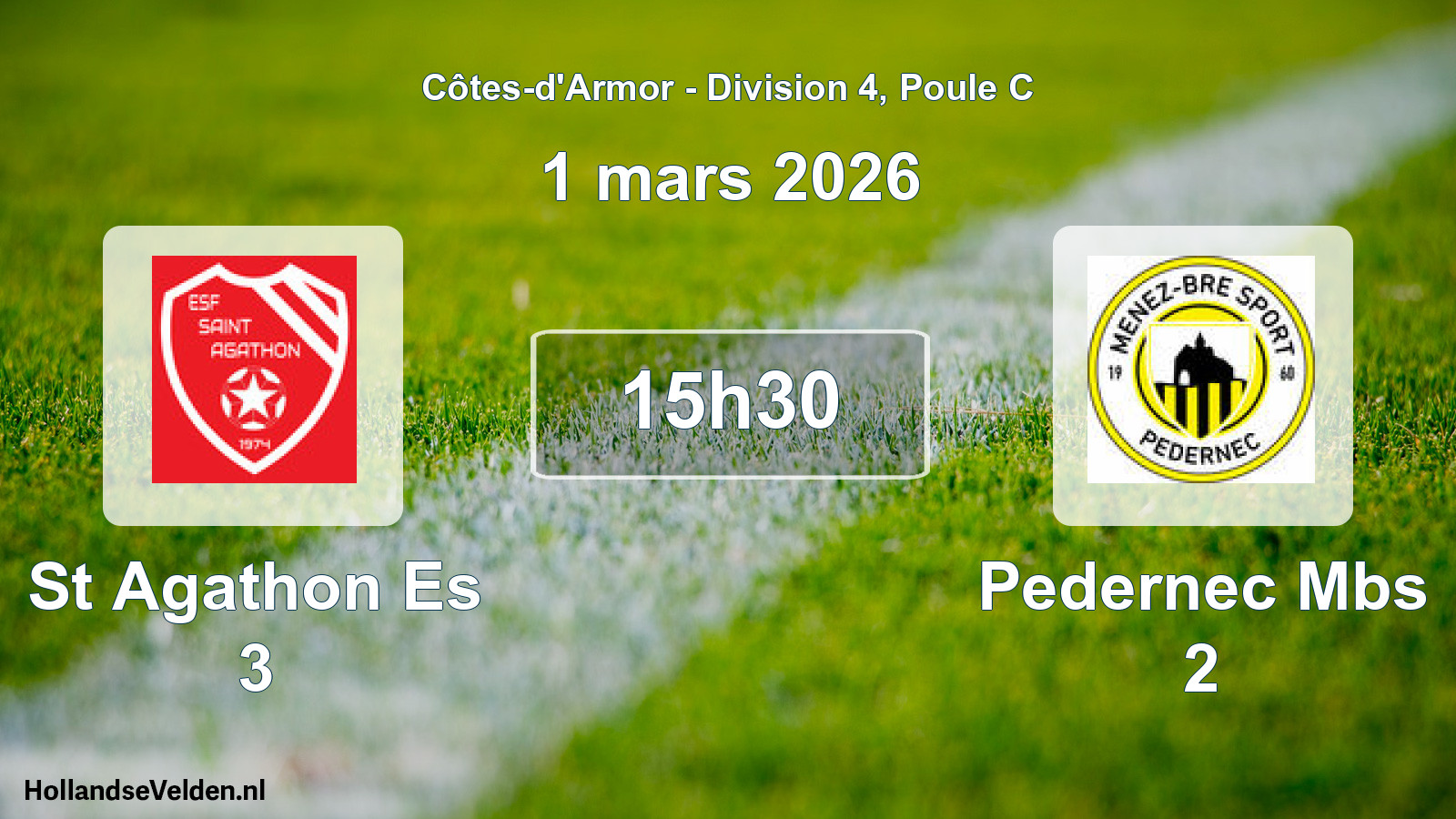 Scheduled Match: St Agathon Es 3 - Pedernec Mbs 2 (1 March 2026)