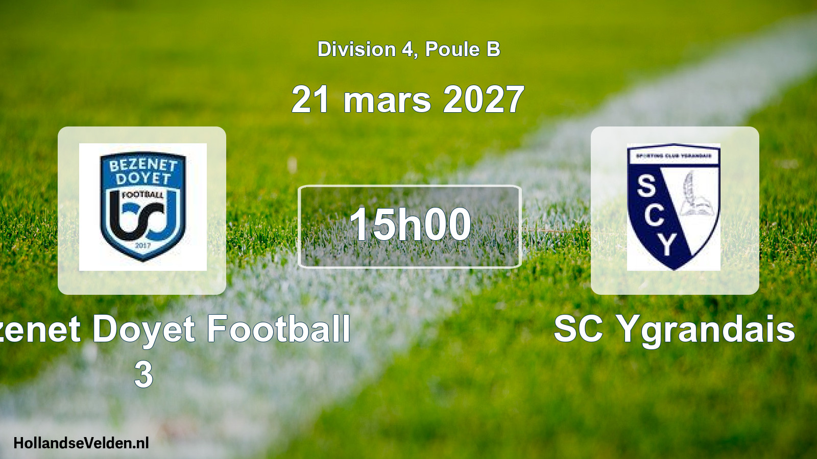 Match programmé: Bézenet Doyet Football 3 - SC Ygrandais (21 mars 2027)