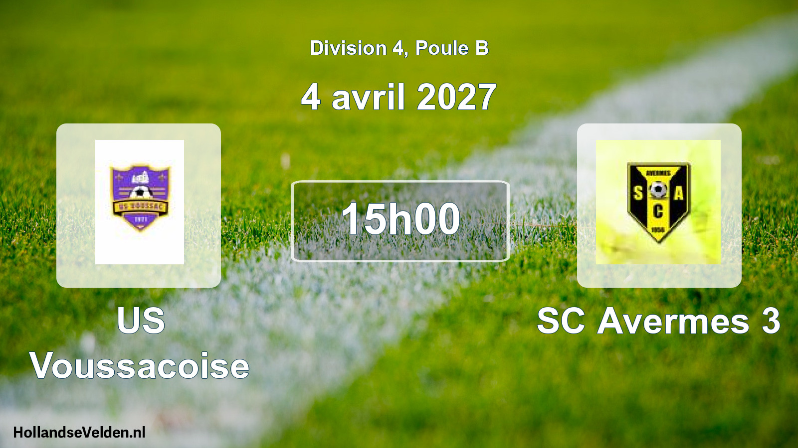 Match programmé: US Voussacoise - SC Avermes 3 (4 avril 2027)
