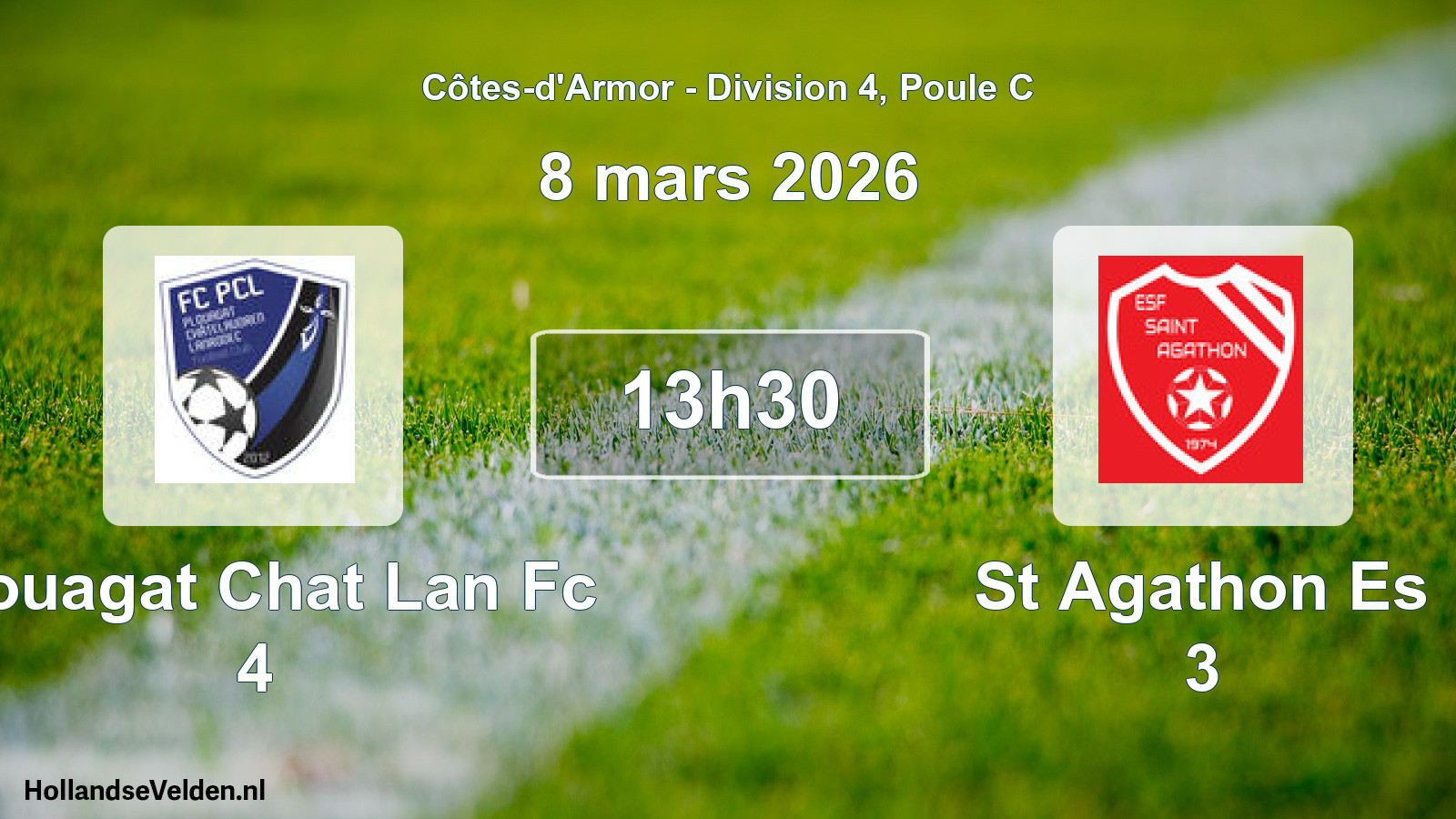 Geplande wedstrijd: Plouagat Chat Lan Fc 4 - St Agathon Es 3 (8 maart 2026)