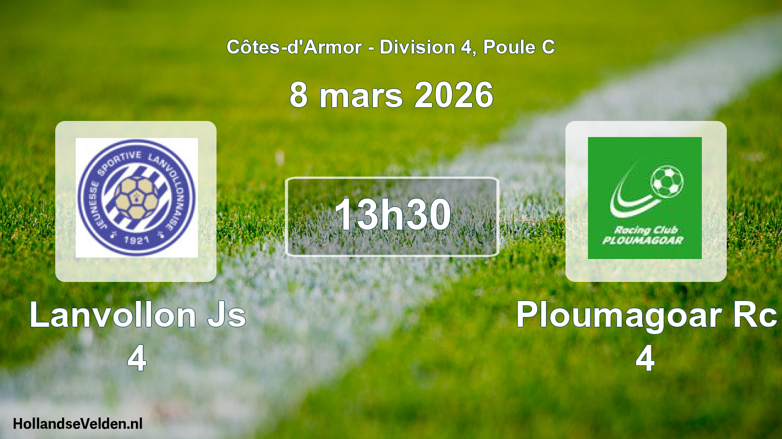 Geplande wedstrijd: Lanvollon Js 4 - Ploumagoar Rc 4 (8 mars 2026)