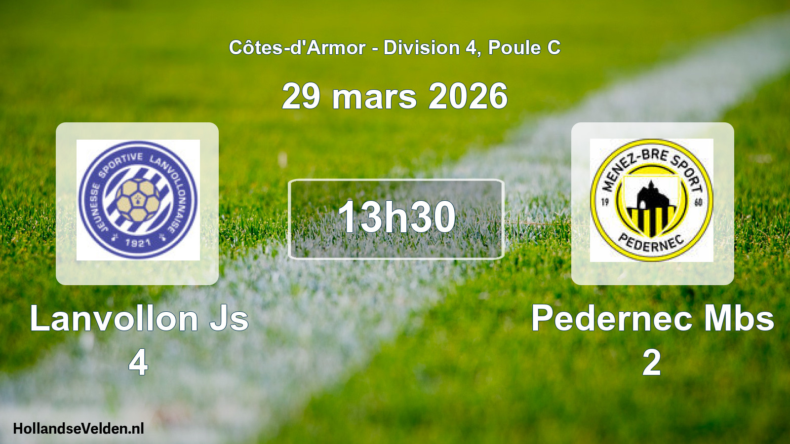 Scheduled Match: Lanvollon Js 4 - Pedernec Mbs 2 (29 March 2026)