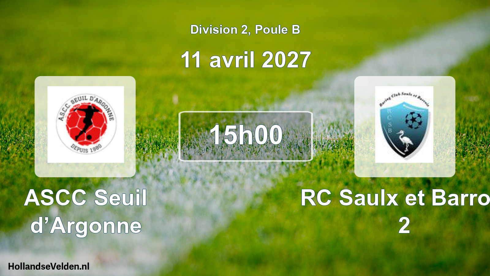 Match programmé: ASCC Seuil d’Argonne - RC Saulx et Barrois 2 (11 avril 2027)