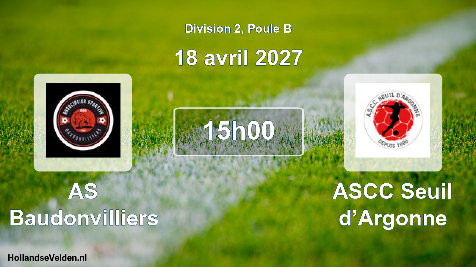 Match programmé: AS Baudonvilliers - ASCC Seuil d’Argonne (18 avril 2027)