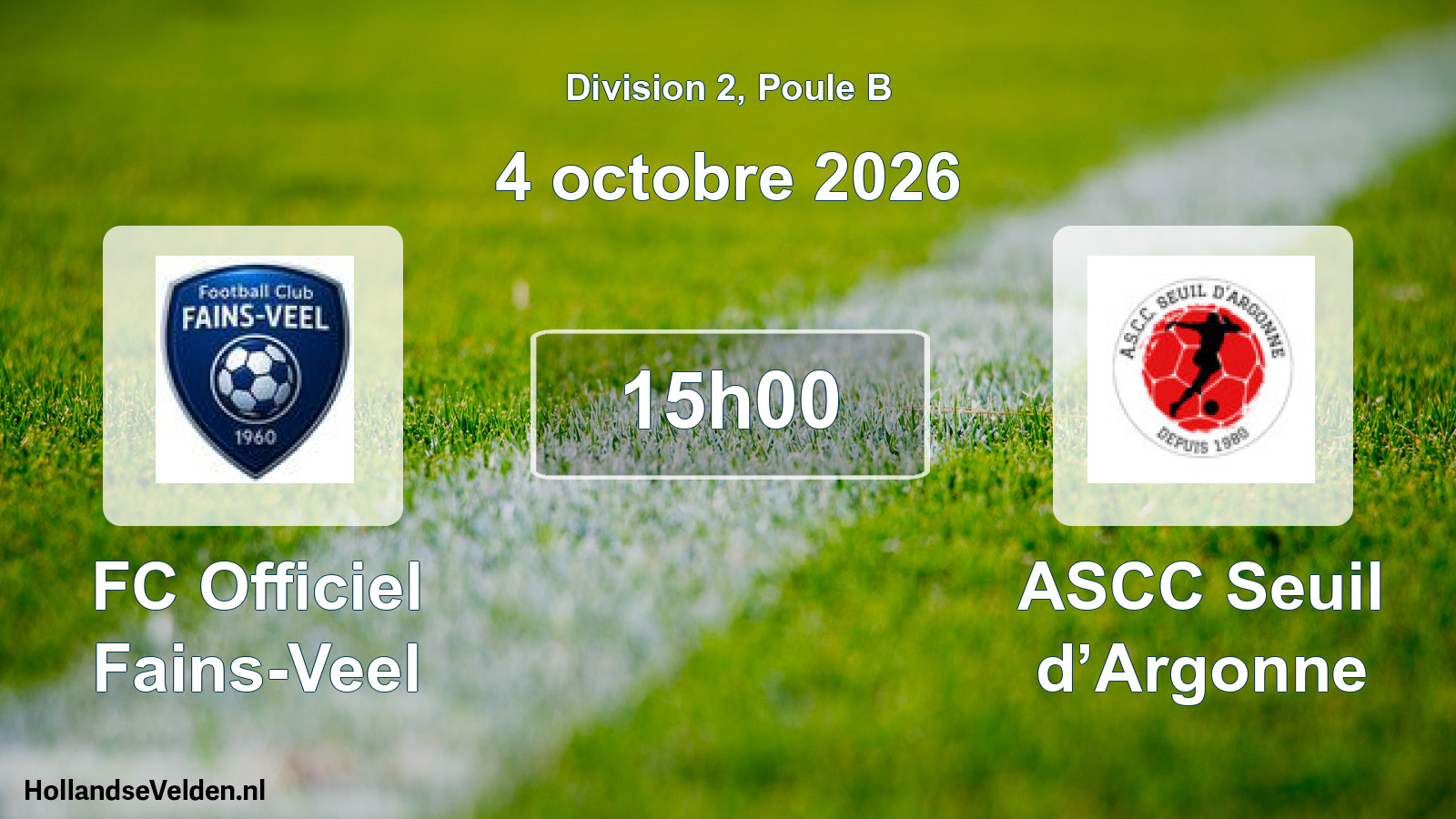 Match programmé: FC Officiel Fains-Veel - ASCC Seuil d’Argonne (4 octobre 2026)