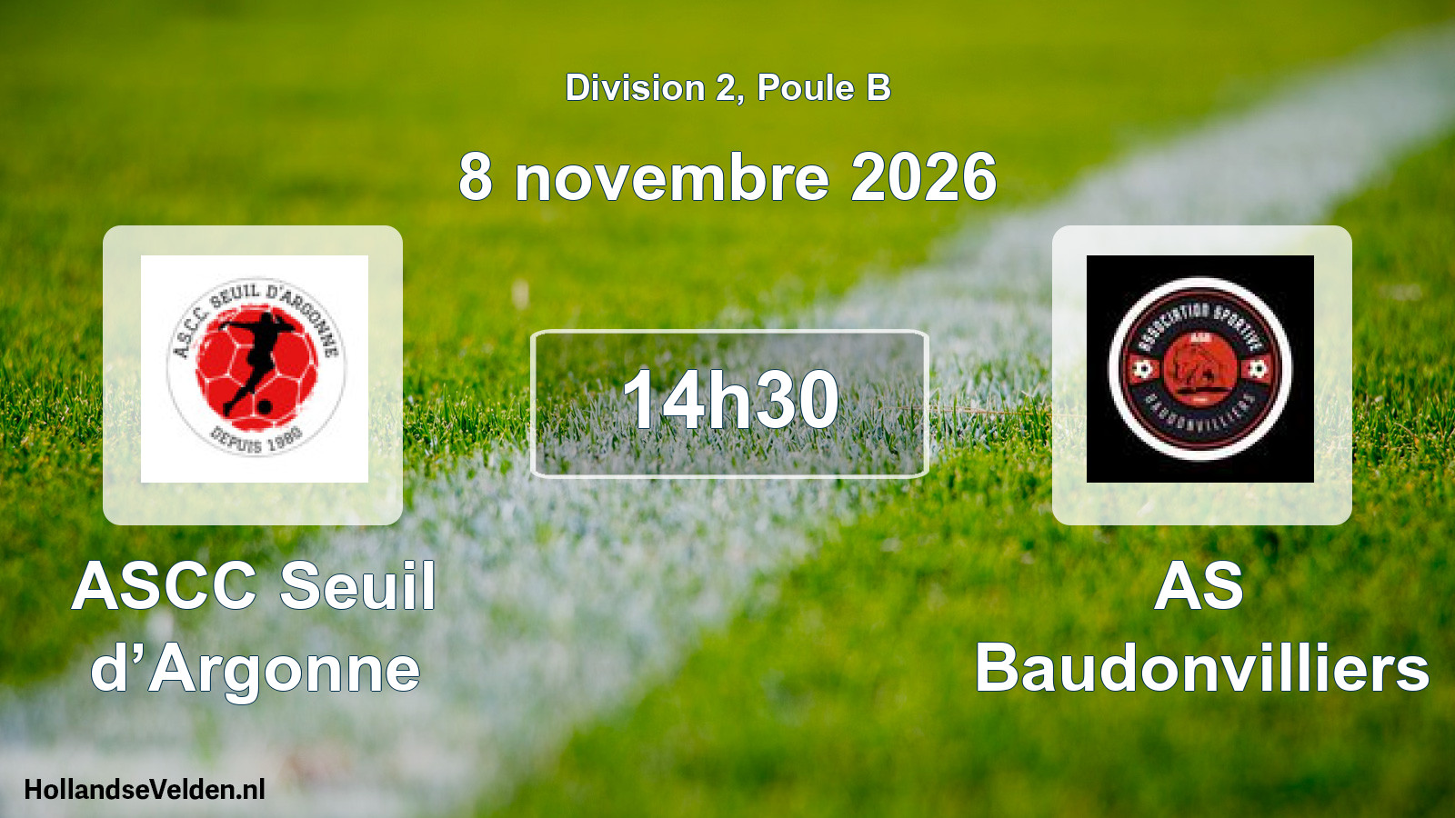 Match programmé: ASCC Seuil d’Argonne - AS Baudonvilliers (8 novembre 2026)