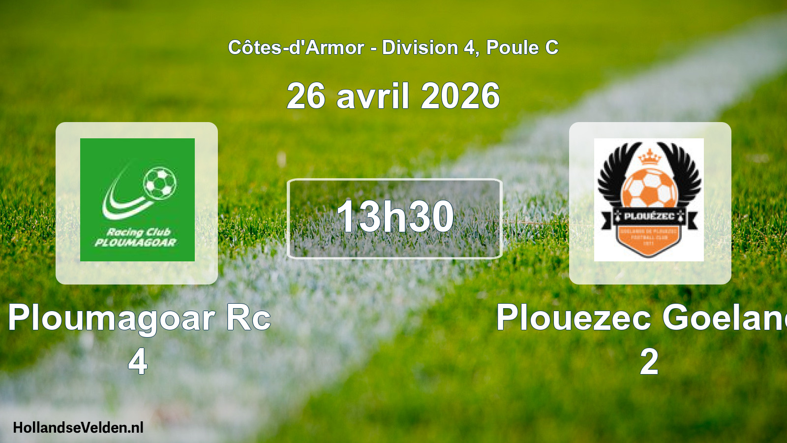 Geplande wedstrijd: Ploumagoar Rc 4 - Plouezec Goeland 2 (26 avril 2026)