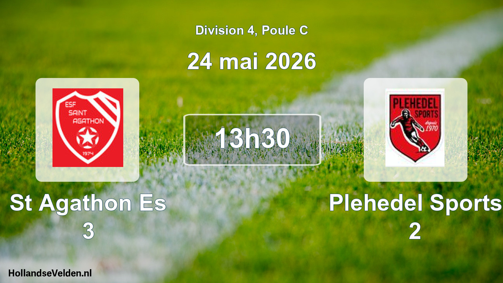 Geplande wedstrijd: St Agathon Es 3 - Plehedel Sports 2 (24 mei 2026)
