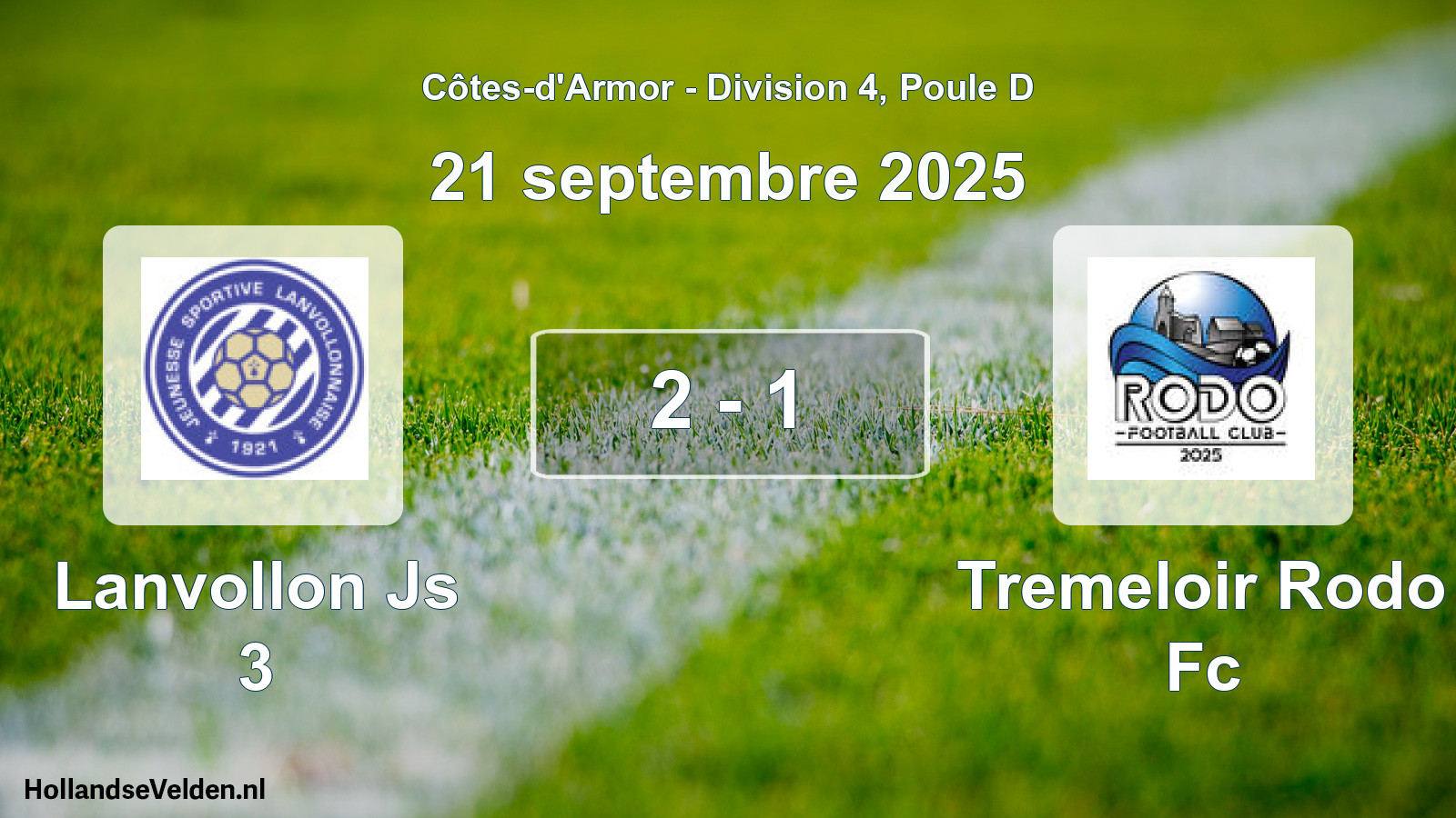 Gespeelde wedstrijd: Lanvollon Js 3 - Tremeloir Rodo Fc 2 - 1 (21 septembre 2025)