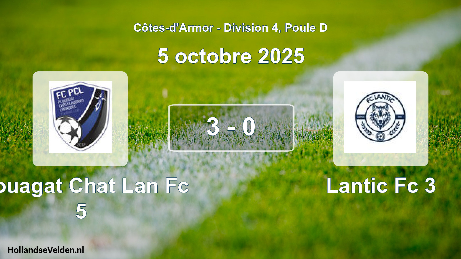 Gespeelde wedstrijd: Plouagat Chat Lan Fc 5 - Lantic Fc 3 3 - 0 (5 octobre 2025)
