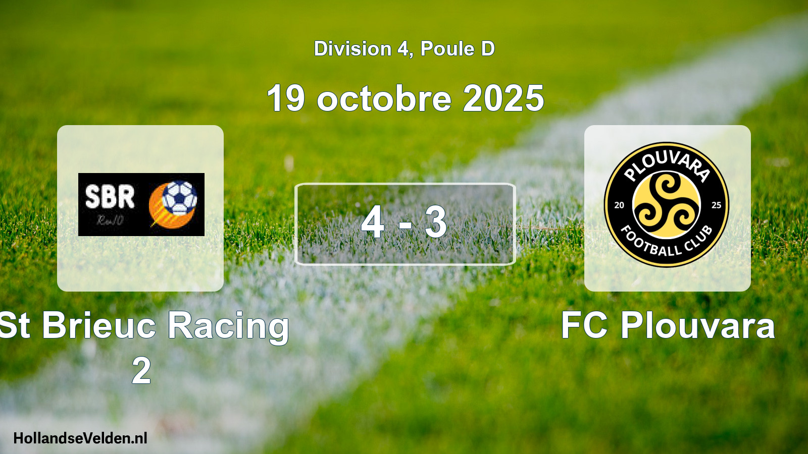 Match joué: St Brieuc Racing 2 - FC Plouvara 4 - 3 (19 octobre 2025)