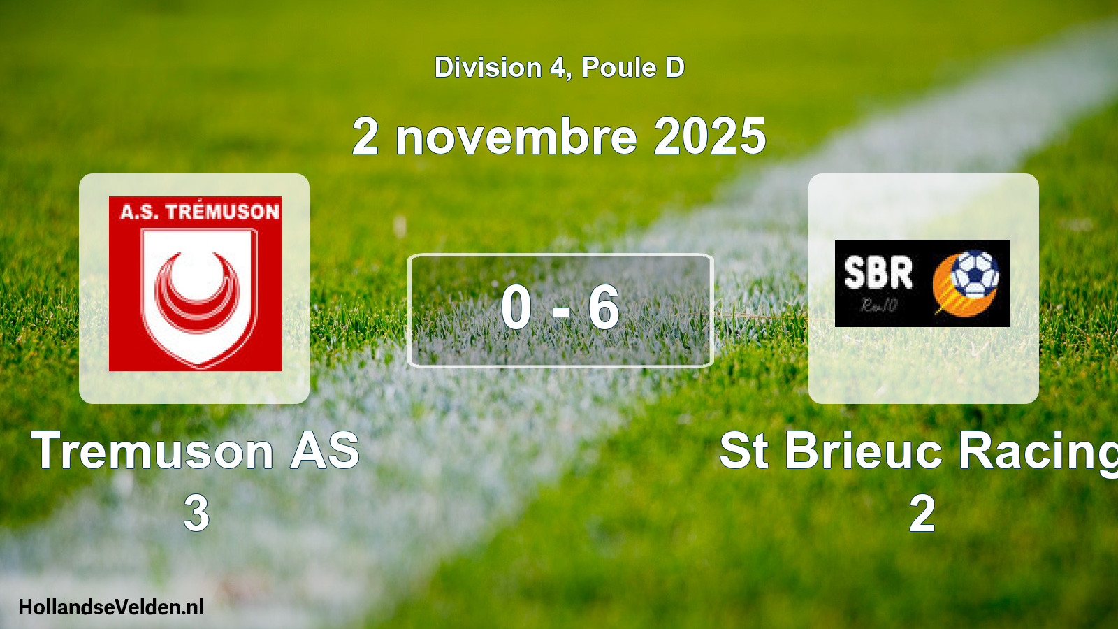 Match joué: Tremuson AS 3 - St Brieuc Racing 2 0 - 6 (2 novembre 2025)