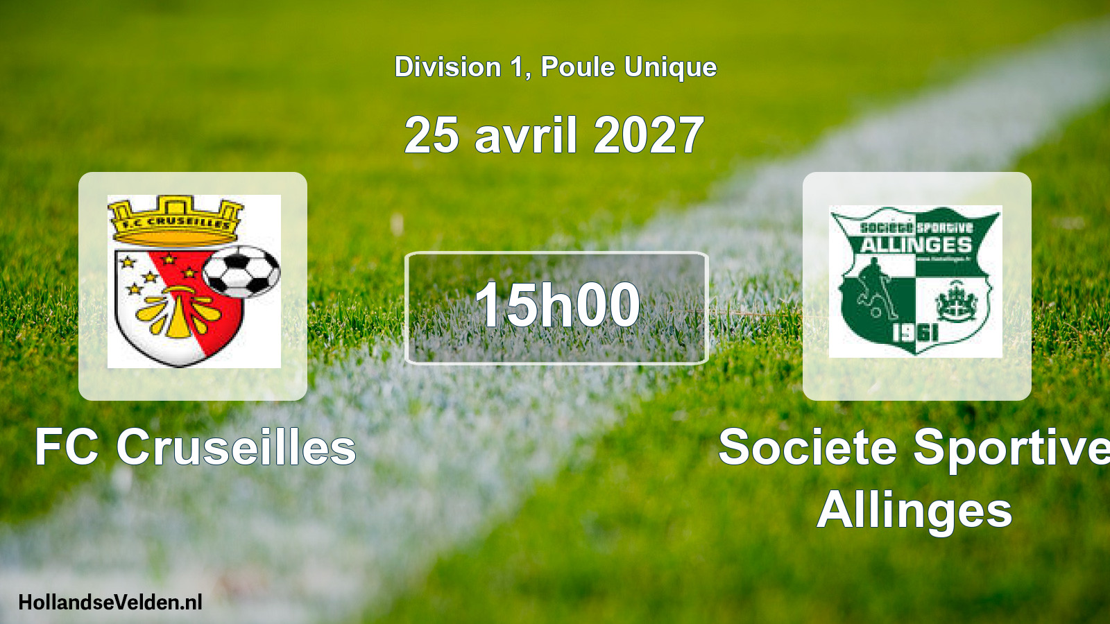 Scheduled Match: FC Cruseilles - Societe Sportive Allinges (25 April 2027)