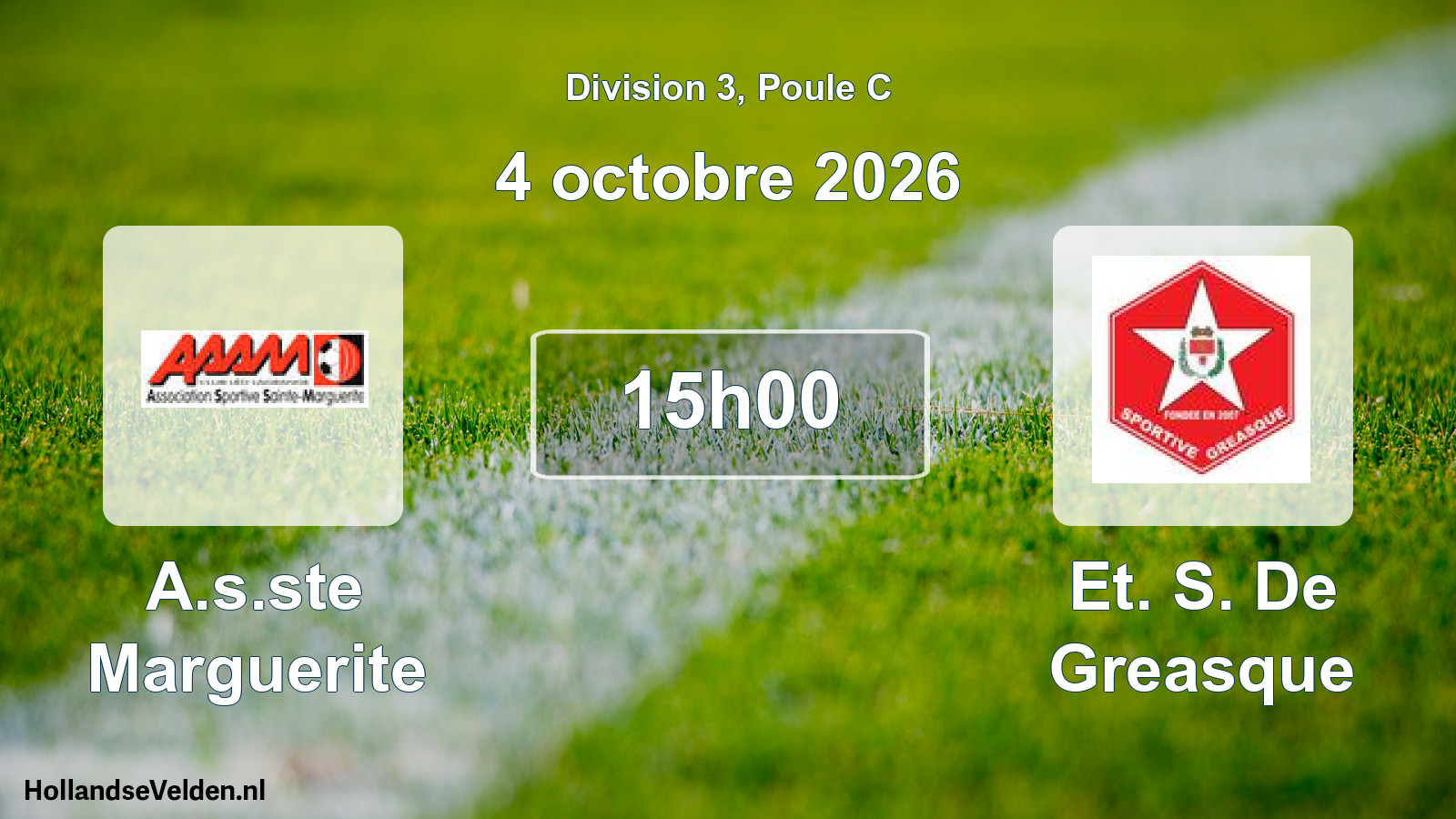Match programmé: A.s.ste Marguerite - Et. S. De Greasque (4 octobre 2026)