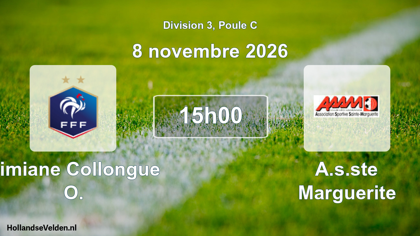 Match programmé: Simiane Collongue O. - A.s.ste Marguerite (8 novembre 2026)
