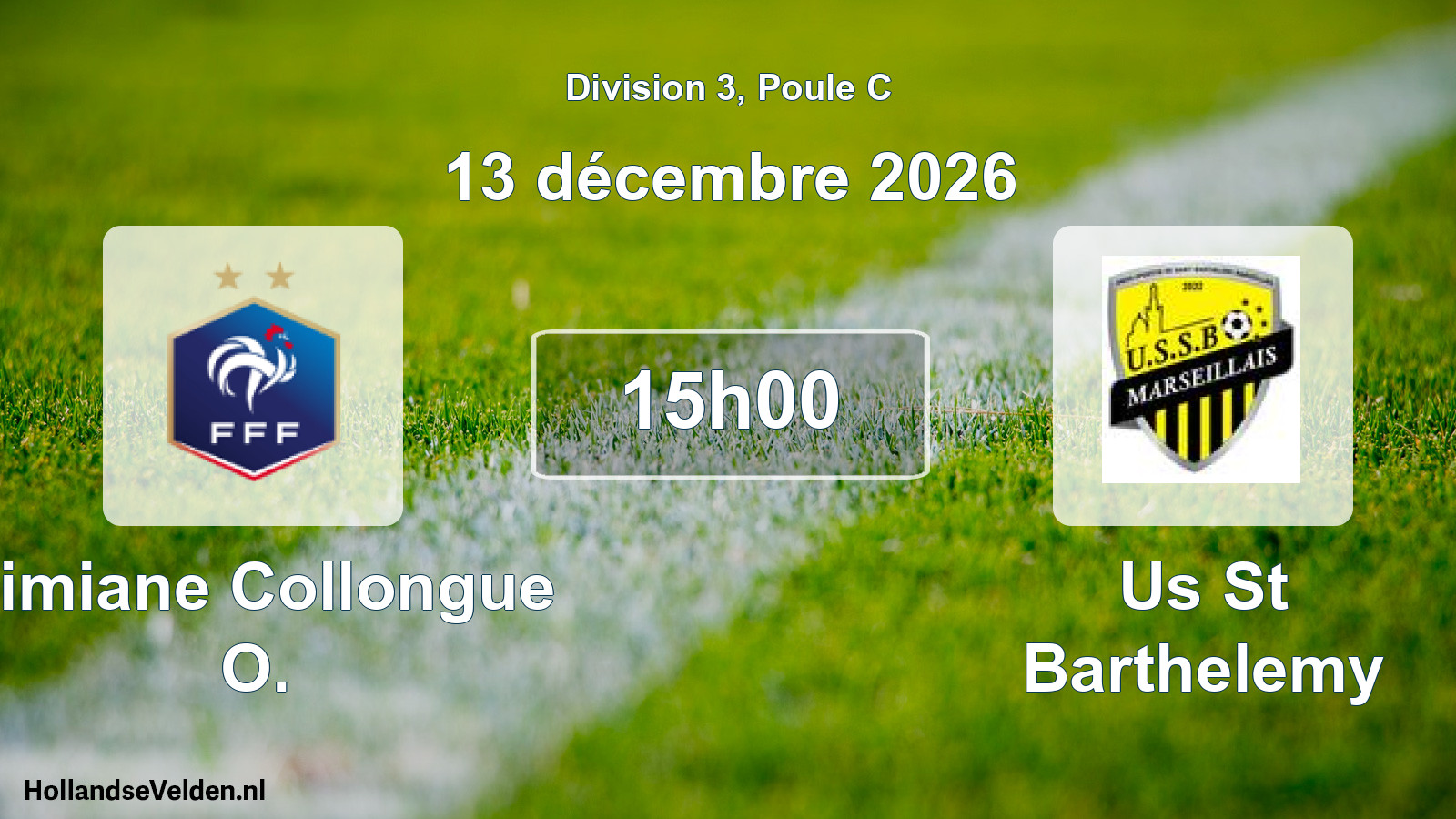 Match programmé: Simiane Collongue O. - Us St Barthelemy (13 décembre 2026)