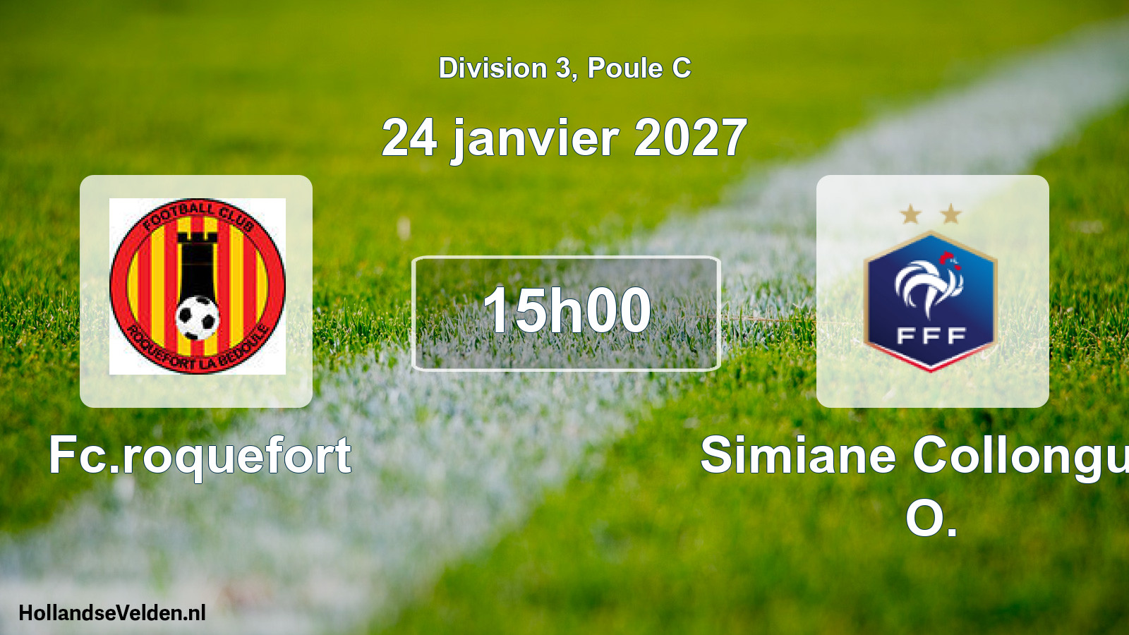 Match programmé: Fc.roquefort - Simiane Collongue O. (24 janvier 2027)