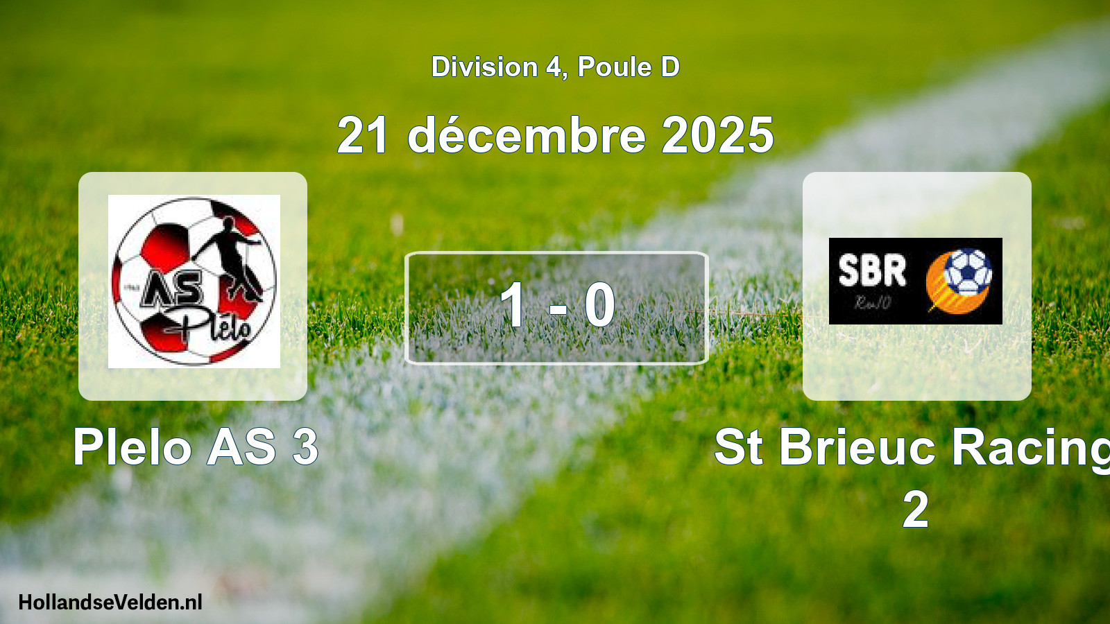 Gespeelde wedstrijd: Plelo AS 3 - St Brieuc Racing 2 1 - 0 (21 december 2025)