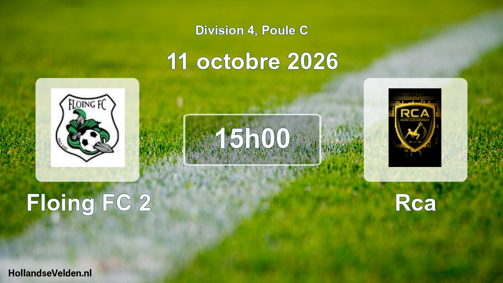 Match programmé: Floing FC 2 - Rca (11 octobre 2026)