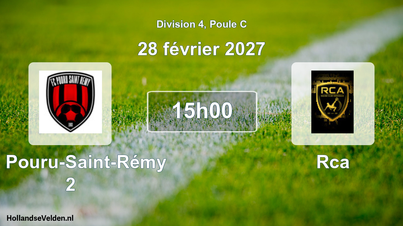 Match programmé: FC Pouru-Saint-Rémy 2 - Rca (28 février 2027)