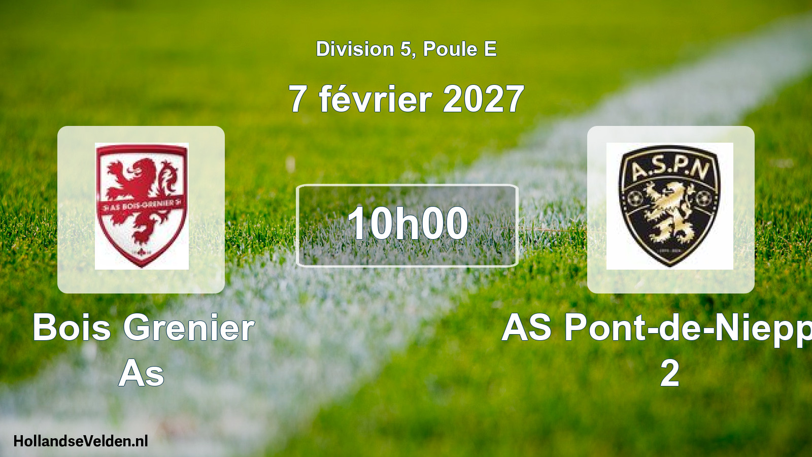 Geplande wedstrijd: Bois Grenier As - AS Pont-de-Nieppe 2 (7 februari 2027)