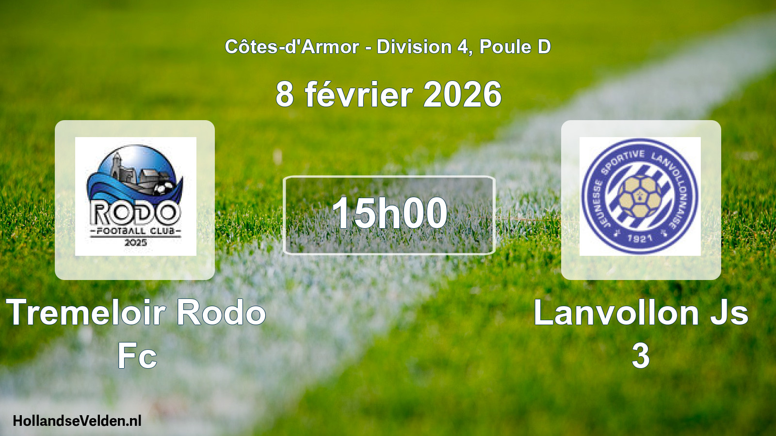 Geplande wedstrijd: Tremeloir Rodo Fc - Lanvollon Js 3 (8 februari 2026)
