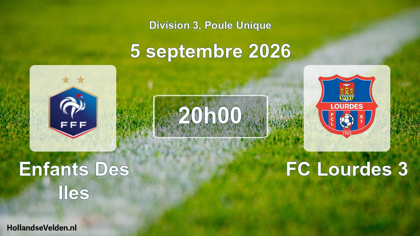 Match programmé: Enfants Des Iles - FC Lourdes 3 (5 septembre 2026)