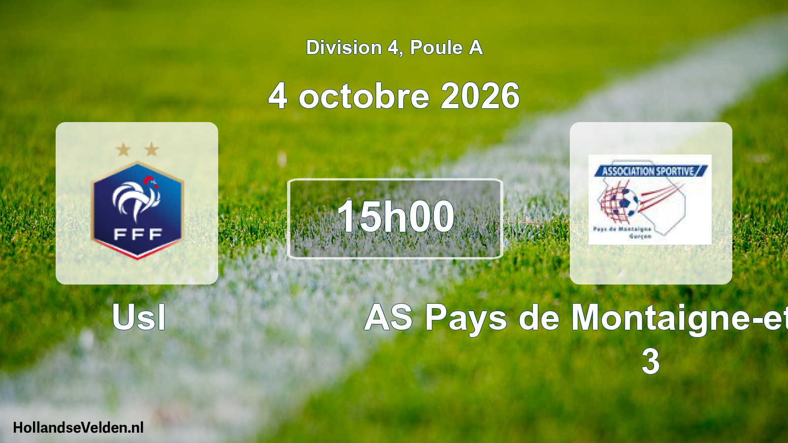 Scheduled Match: Usl - AS Pays de Montaigne-et-Gurcon 3 (4 October 2026)