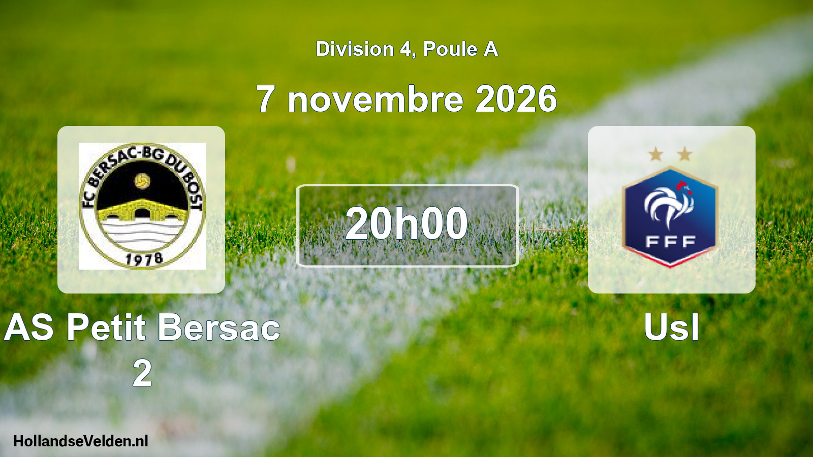 Match programmé: AS Petit Bersac 2 - Usl (7 novembre 2026)