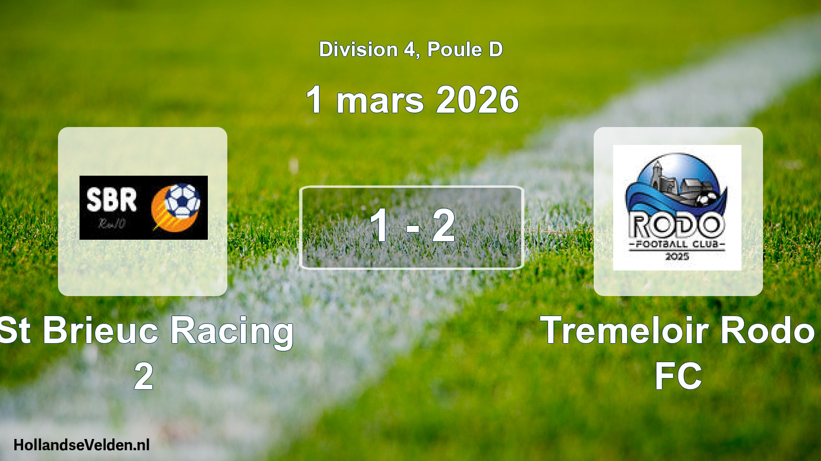 Gespeelde wedstrijd: St Brieuc Racing 2 - Tremeloir Rodo FC 1 - 2 (1 maart 2026)