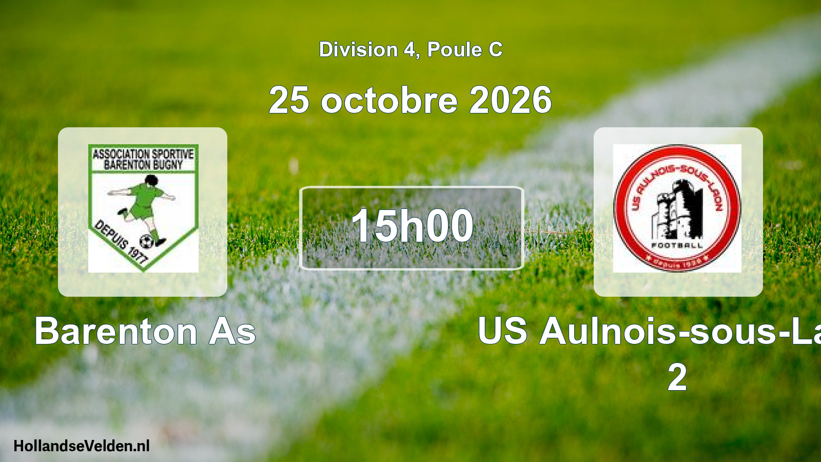 Match programmé: Barenton As - US Aulnois-sous-Laon 2 (25 octobre 2026)