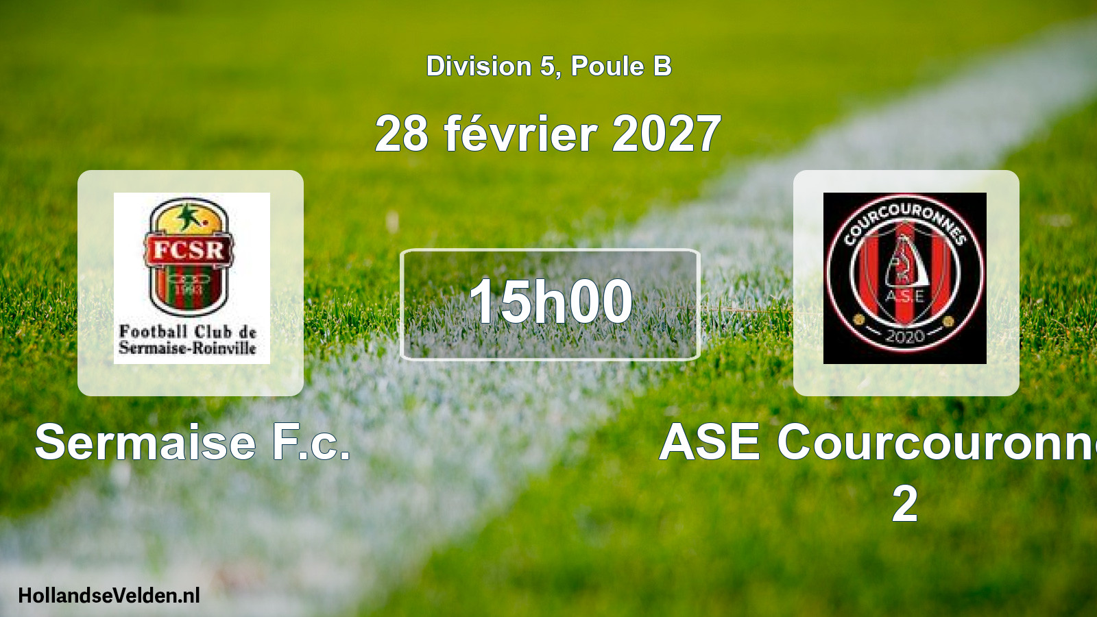 Match programmé: Sermaise F.c. - ASE Courcouronnes 2 (28 février 2027)
