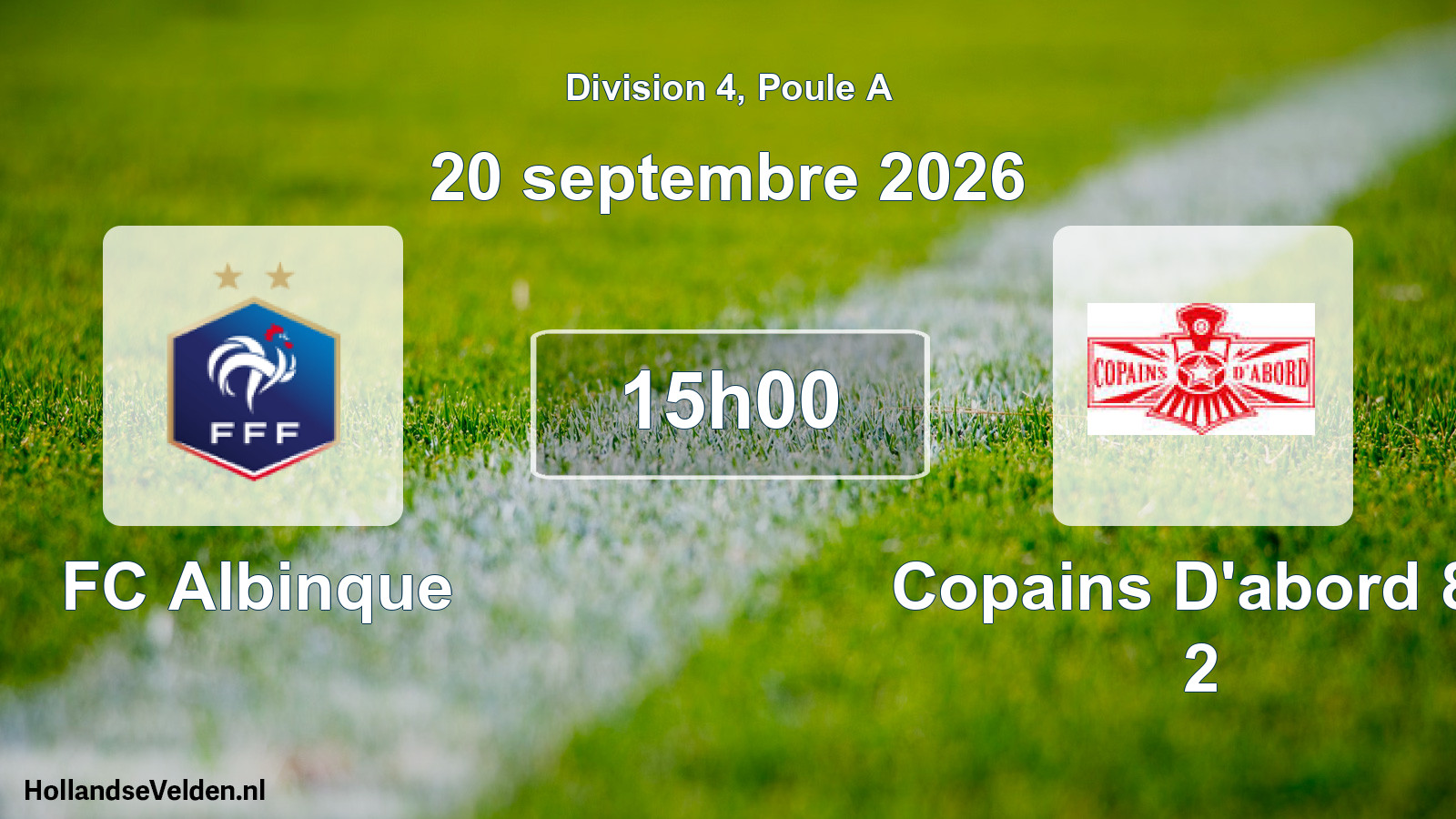 Match programmé: FC Albinque - Copains D'abord 81 2 (20 septembre 2026)