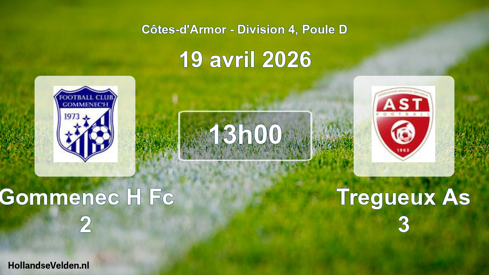 Scheduled Match: Gommenec H Fc 2 - Tregueux As 3 (19 April 2026)