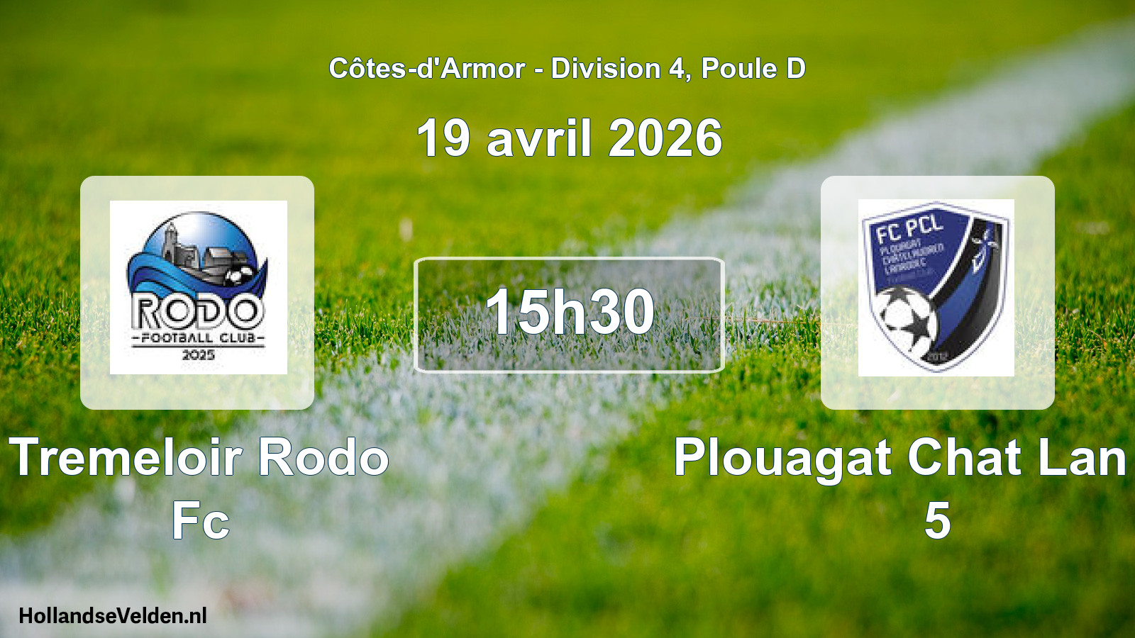 Geplande wedstrijd: Tremeloir Rodo Fc - Plouagat Chat Lan Fc 5 (19 avril 2026)