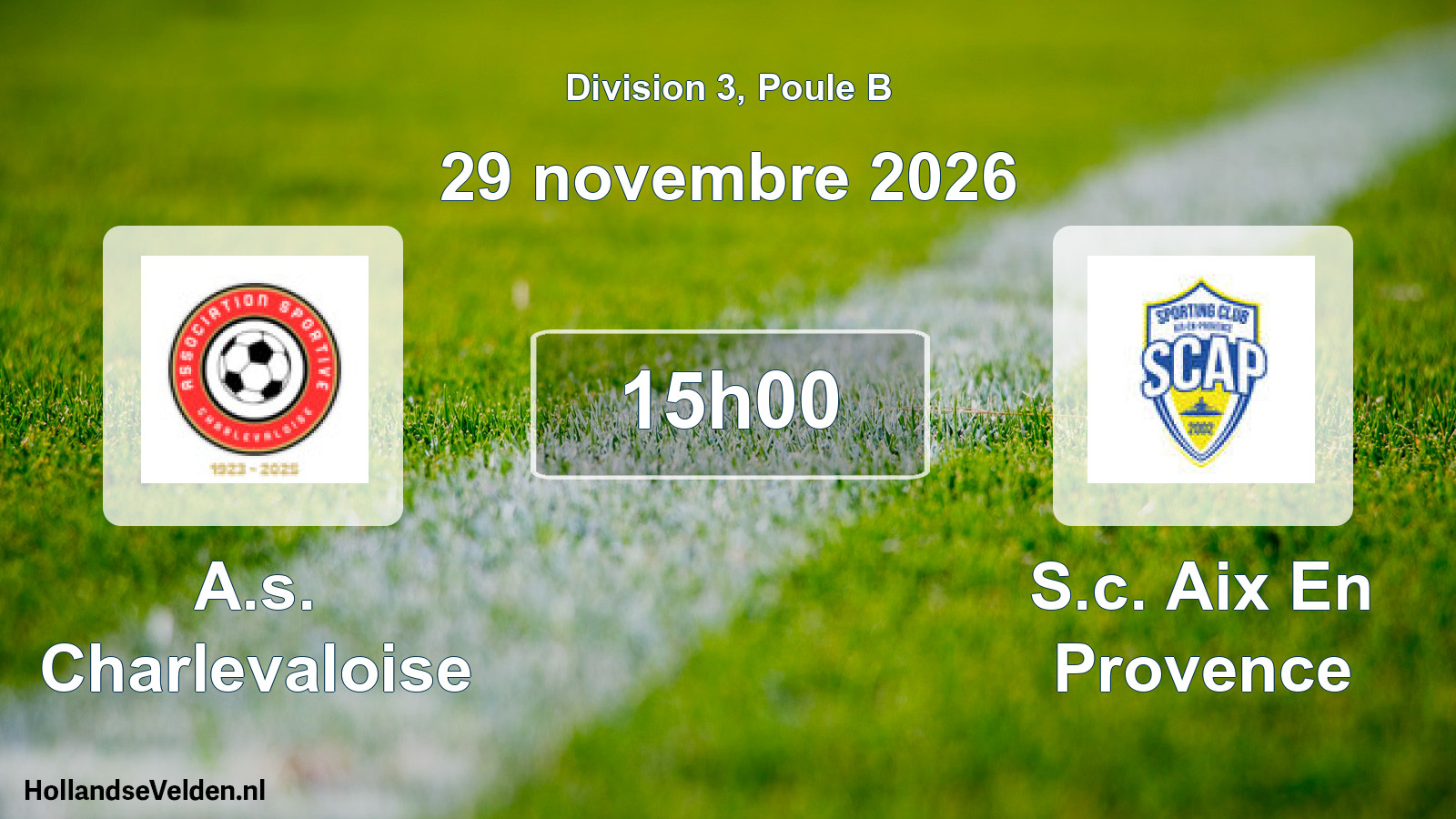 Match programmé: A.s. Charlevaloise - S.c. Aix En Provence (29 novembre 2026)