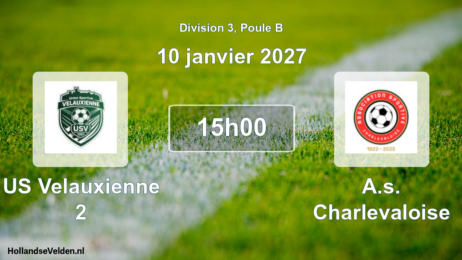 Match programmé: US Velauxienne 2 - A.s. Charlevaloise (10 janvier 2027)