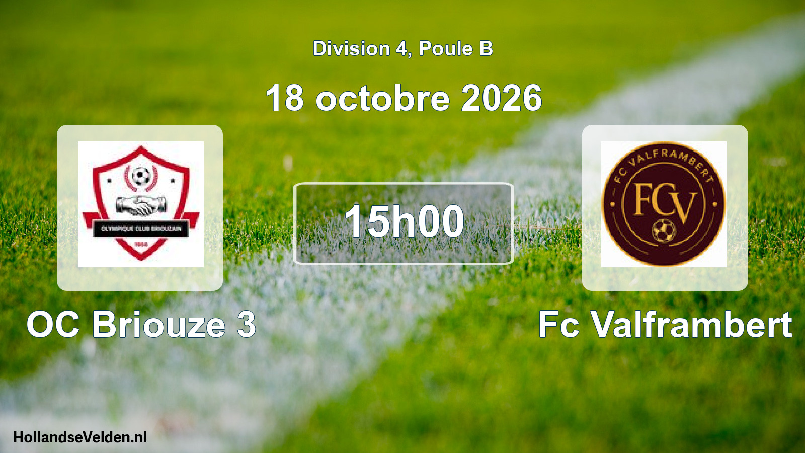Match programmé: OC Briouze 3 - Fc Valframbert (18 octobre 2026)