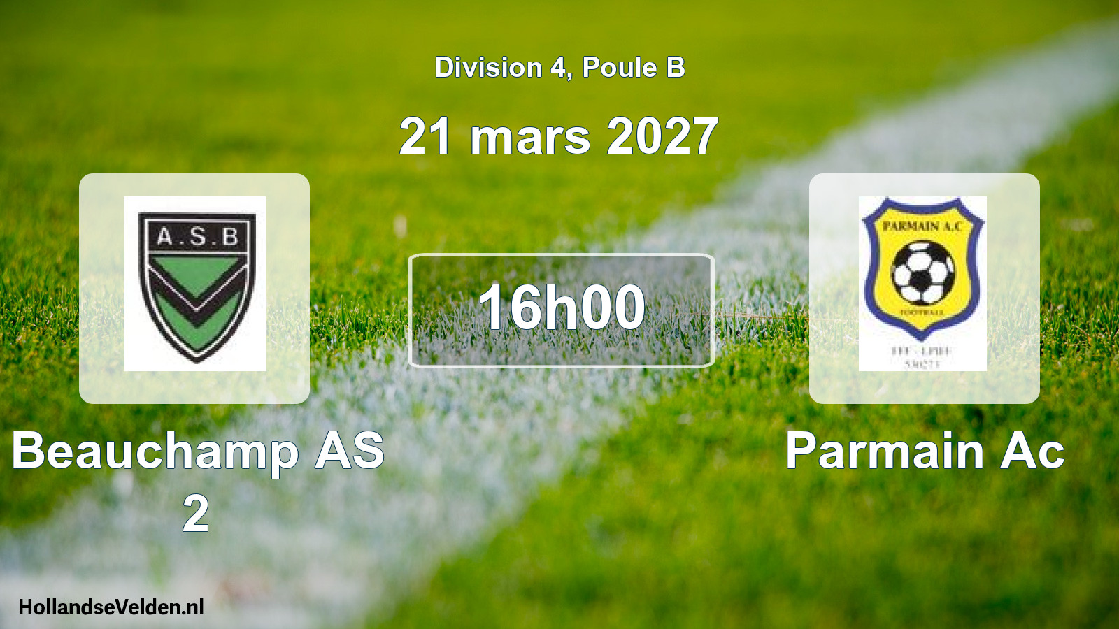 Match programmé: Beauchamp AS 2 - Parmain Ac (21 mars 2027)