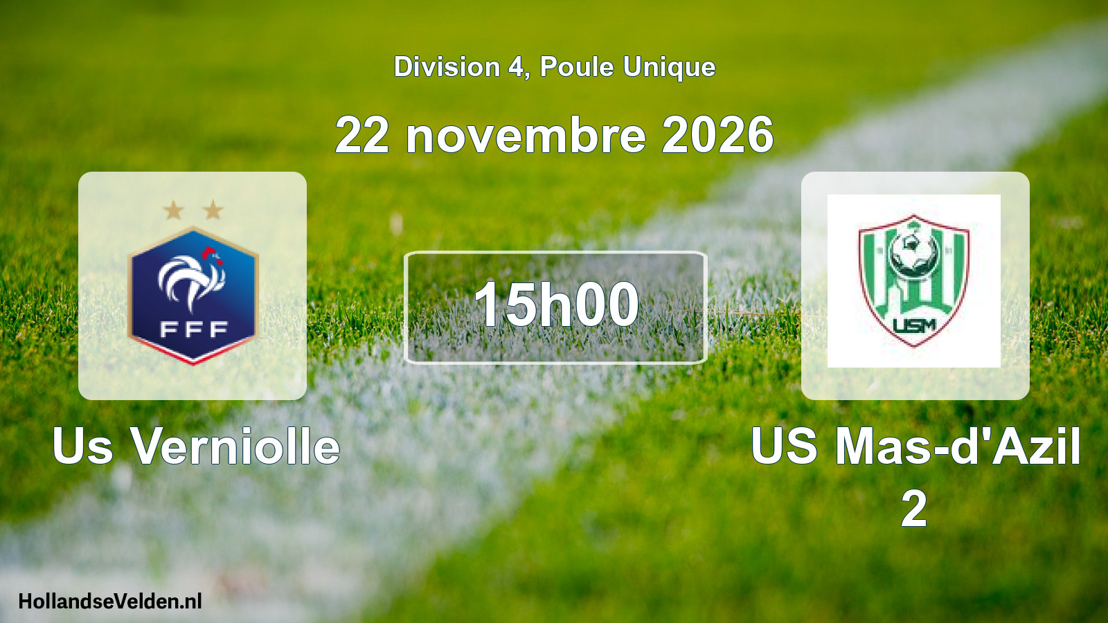 Match programmé: Us Verniolle - US Mas-d'Azil 2 (22 novembre 2026)