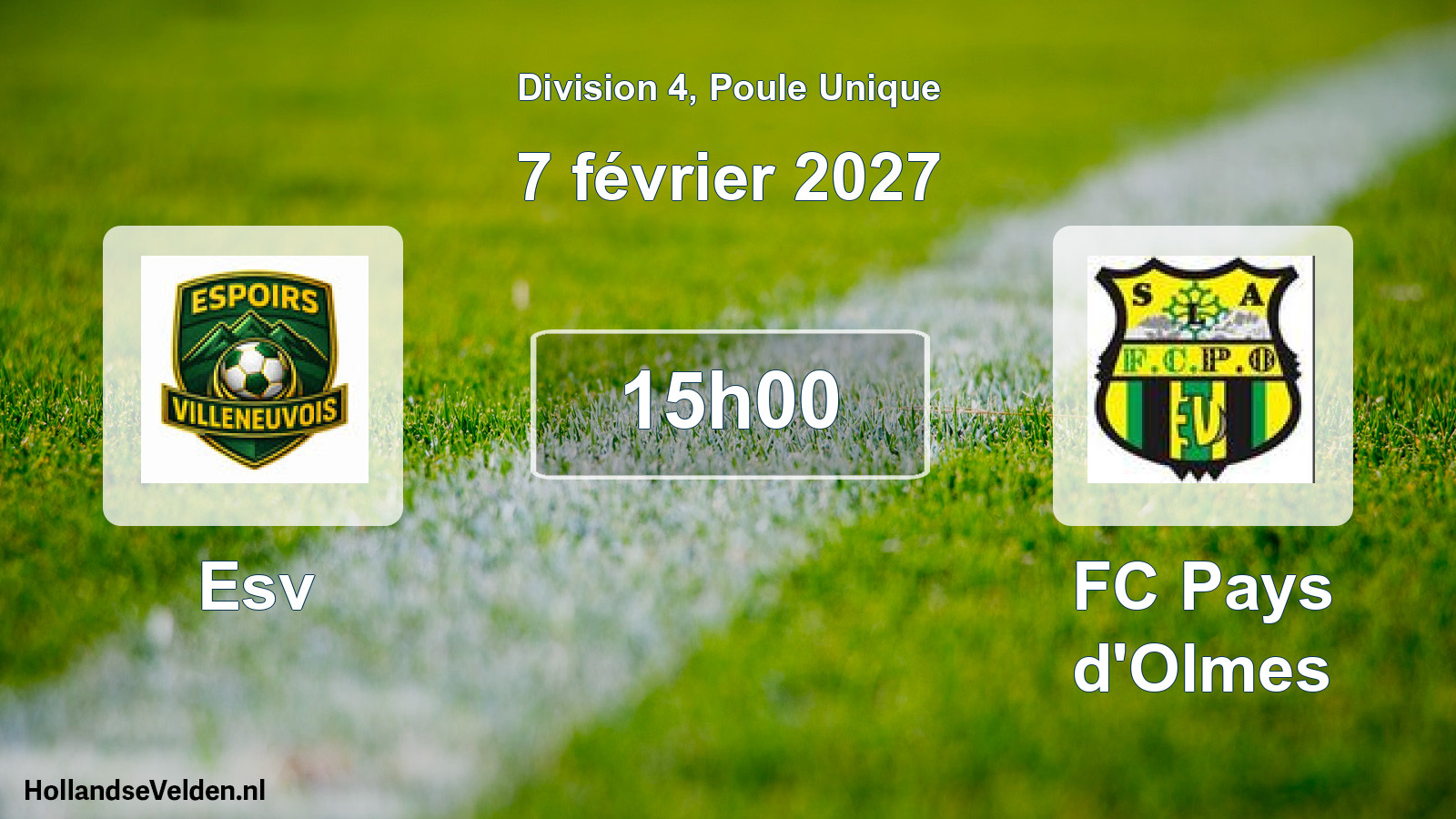 Match programmé: Esv - FC Pays d'Olmes (7 février 2027)