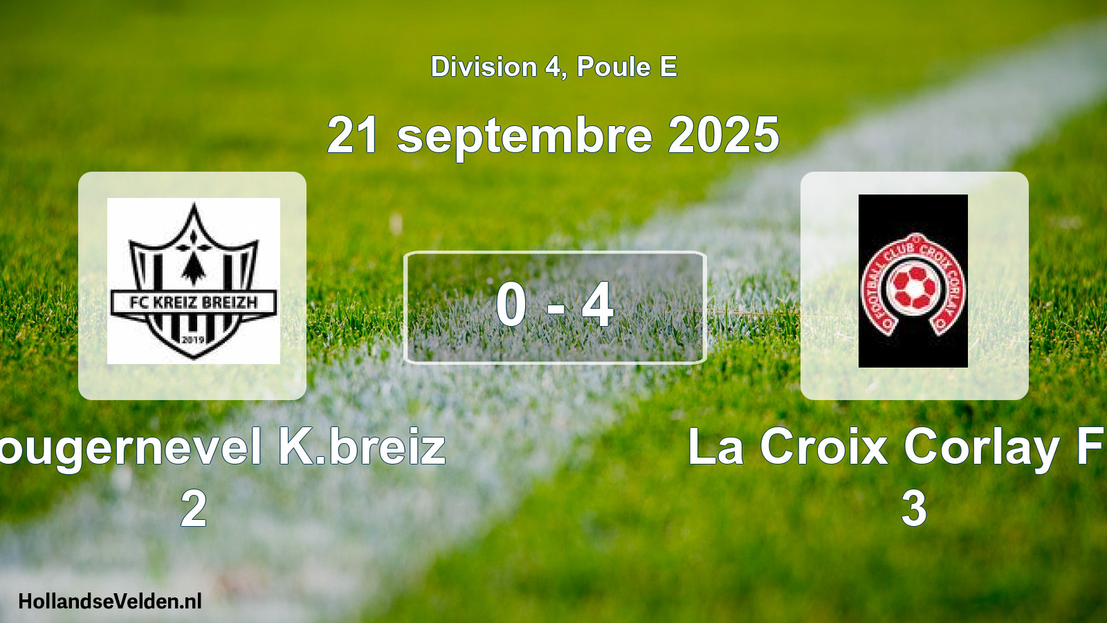 Total number of matches played: Plougernevel K.breiz 2 - La Croix Corlay FC 3 0 - 4 (21 September 2025)