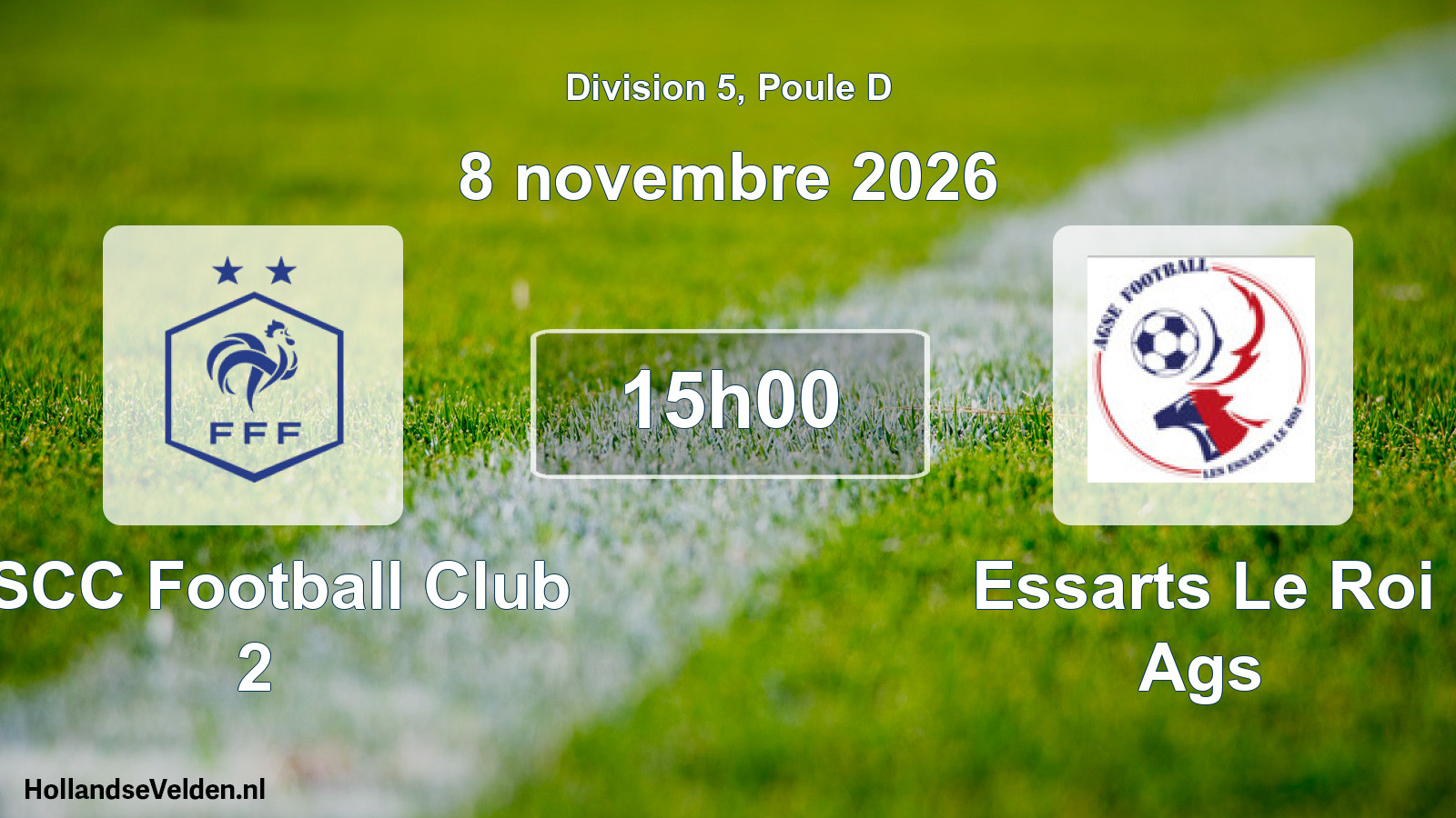Match programmé: ASCC Football Club 2 - Essarts Le Roi Ags (8 novembre 2026)