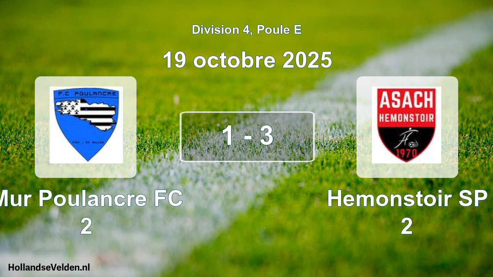 Gespeelde wedstrijd: Mur Poulancre FC 2 - Hemonstoir SP 2 1 - 3 (19 oktober 2025)