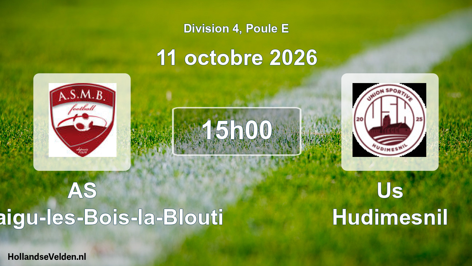 Match programmé: AS Montaigu-les-Bois-la-Blouti - Us Hudimesnil (11 octobre 2026)