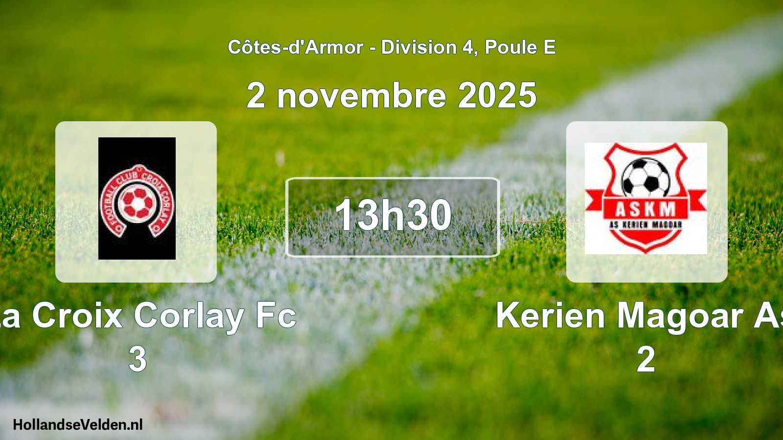 Geplande wedstrijd: La Croix Corlay Fc 3 - Kerien Magoar As 2 (2 november 2025)